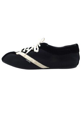 Celine Flat Sneakers Black Velvet Suede Grosgrain Shoes
